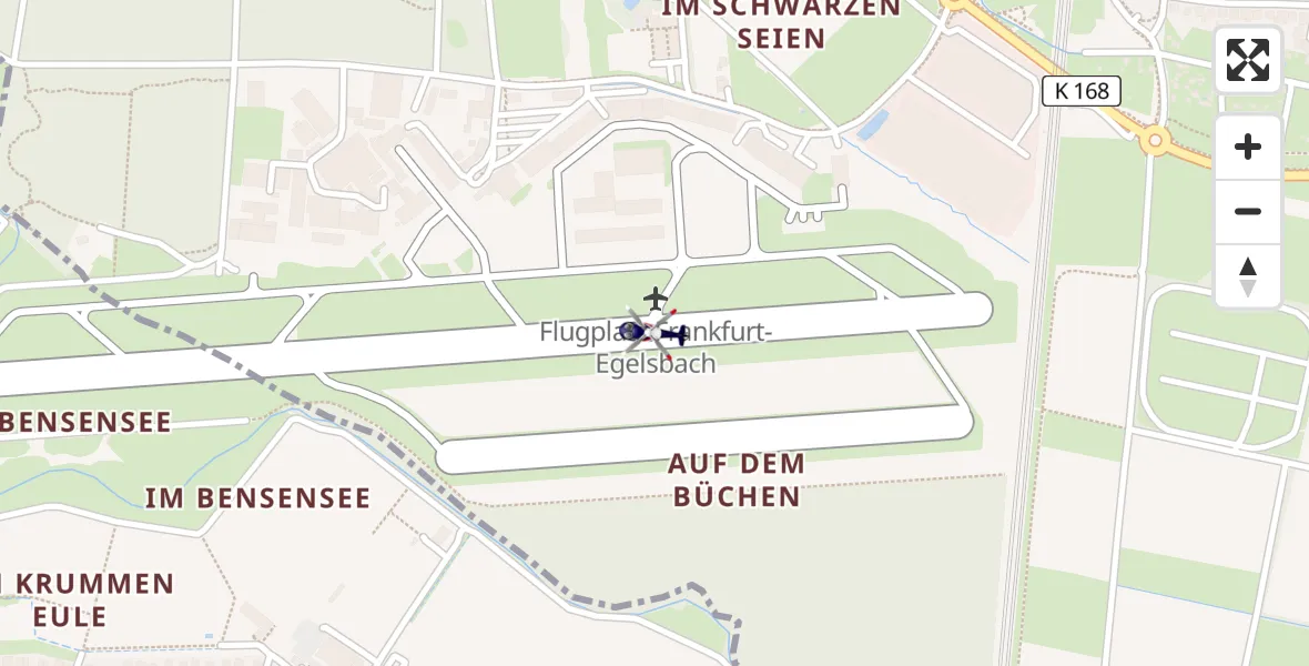 Routekaart van de vlucht: Polizeihubschrauber nach Flughafen Frankfurt-Egelsbach