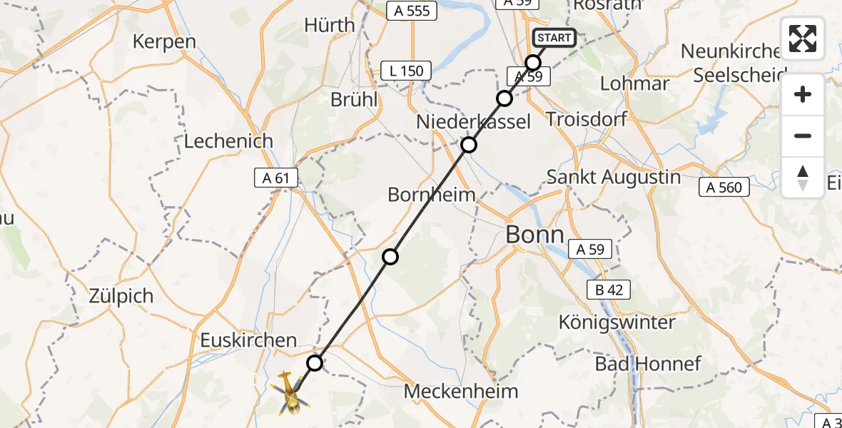 Flugroute Rettungshubschrauber Köln Bonn Flughafen - Euskirchen, 07 April 2026, 05:17