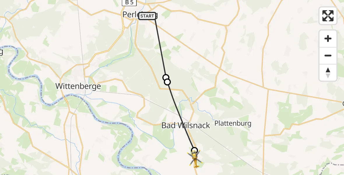Flugroute Rettungshubschrauber Perleberg - Legde/Quitzöbel, 07 April 2026, 05:34