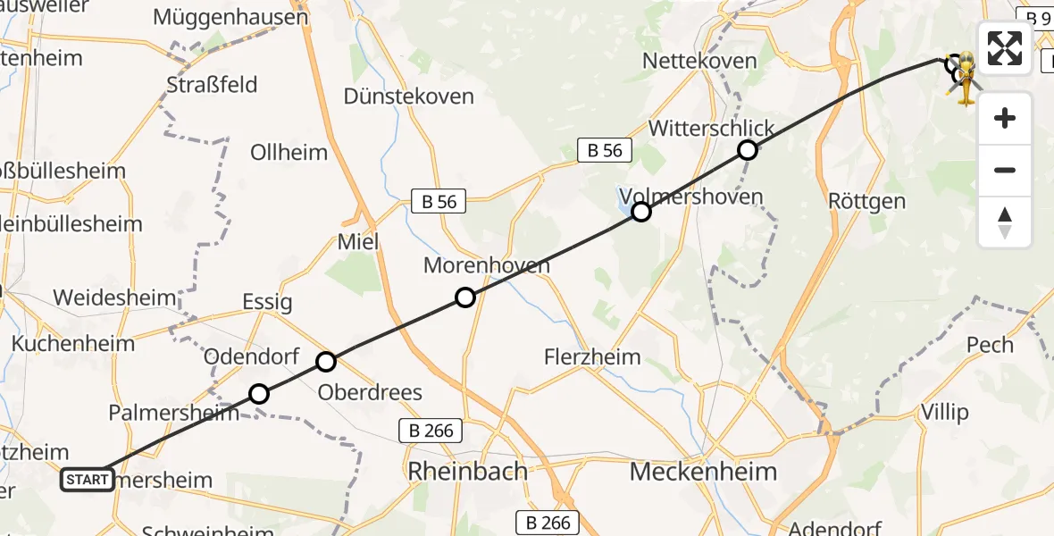 Flugroute Rettungshubschrauber Euskirchen - Bonn University Hospital, 07 April 2026, 05:52
