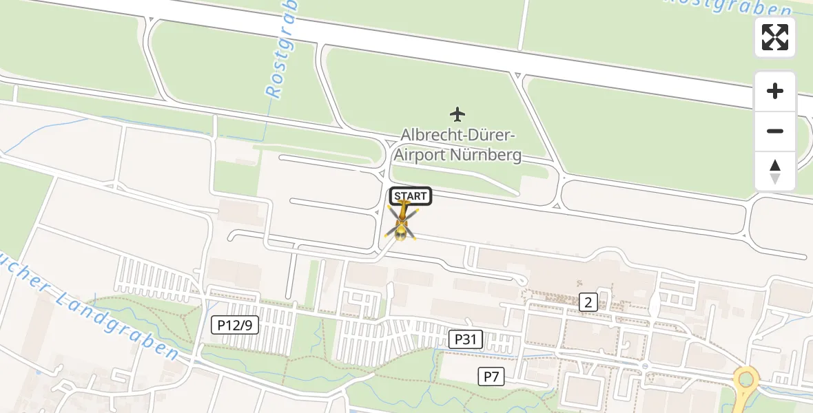 Flugroute Rettungshubschrauber Flughafen Nuremberg - Flughafen Nuremberg, 07 April 2026, 06:16