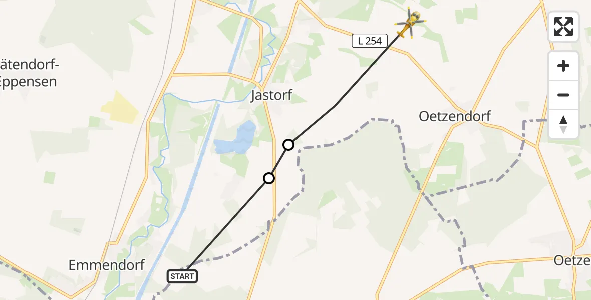 Flugroute Rettungshubschrauber Uelzen - Bad Bevensen, 07 April 2026, 06:22