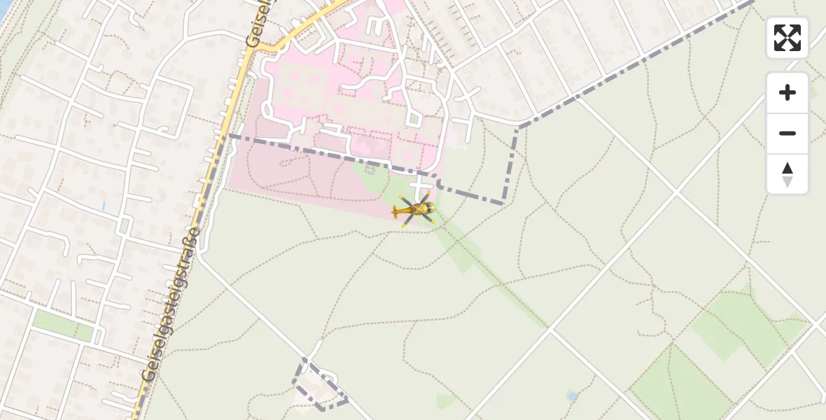 Flugroute Rettungshubschrauber ADAC Air Rescue Center Hubschrauberlandeplatz (Christoph 1) - ADAC Air Rescue Center Hubschrauberlandeplatz (Christoph 1), 07 April 2026, 06:36