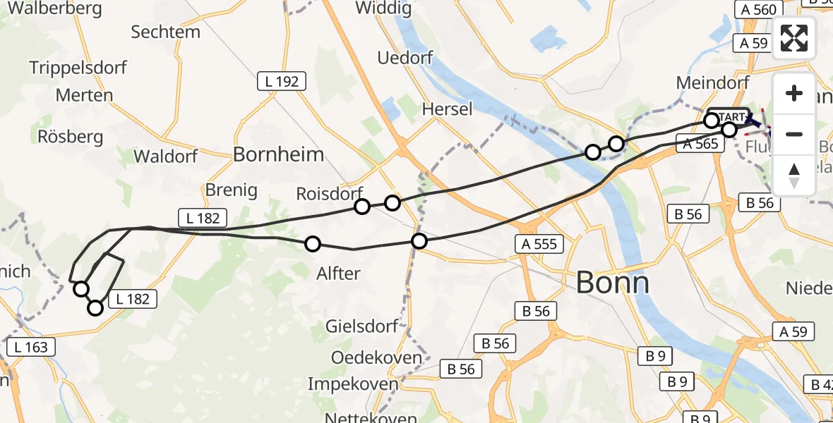 Flugroute Polizeihubschrauber Sankt Augustin - Sankt Augustin, 07 April 2026, 06:49