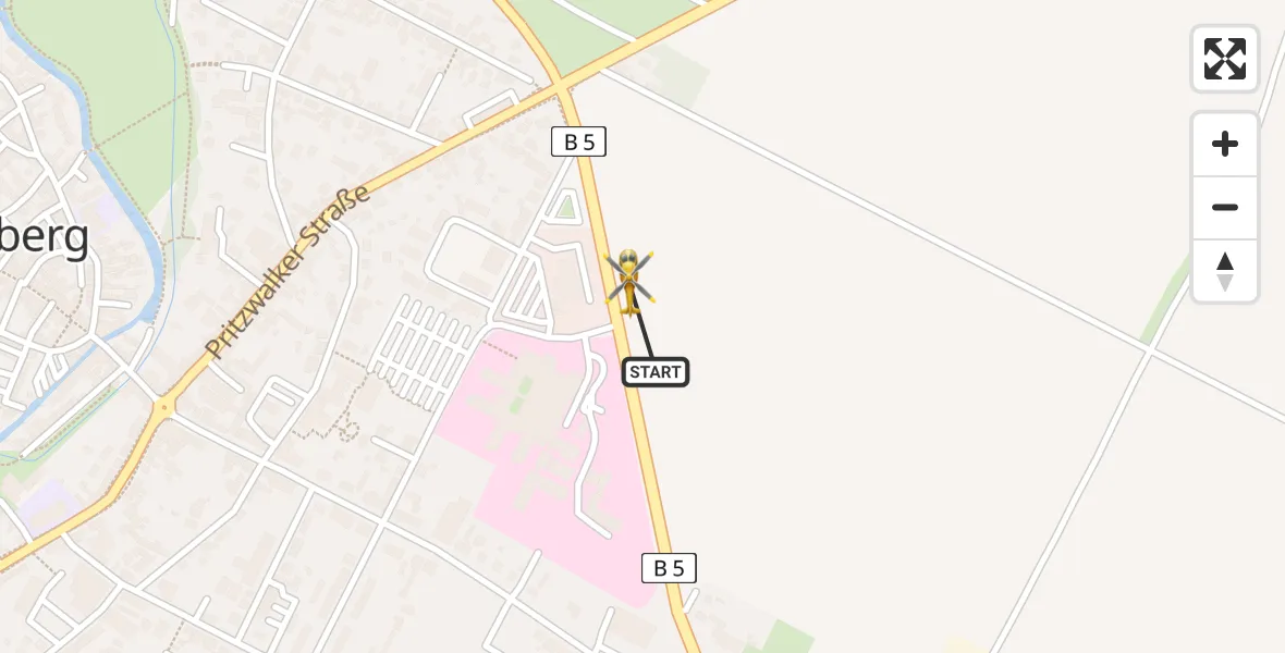 Flugroute Rettungshubschrauber Perleberg - Perleberg, 07 April 2026, 07:05