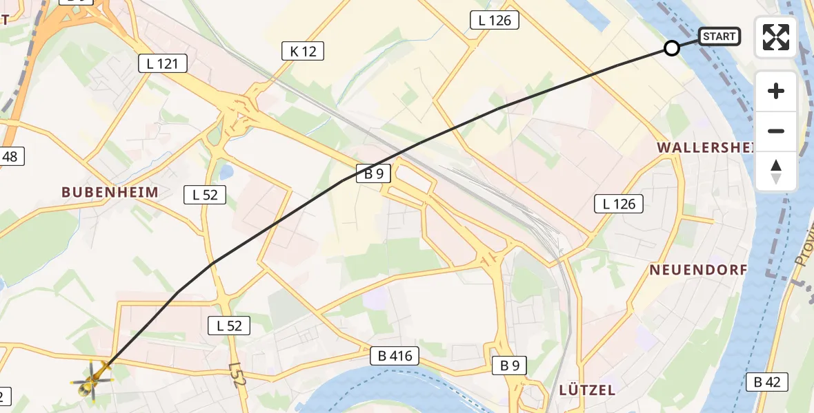 Flugroute Rettungshubschrauber Niederwerth - Koblenz, 07 April 2026, 08:34