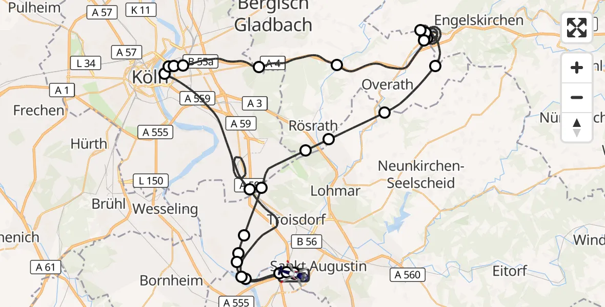 Flugroute Polizeihubschrauber Sankt Augustin - Sankt Augustin, 07 April 2026, 08:57