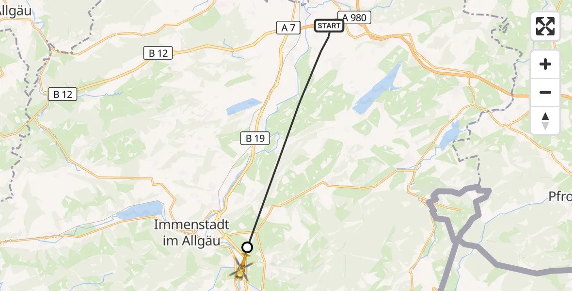 Flugroute Rettungshubschrauber Sulzberg - Burgberg i.Allgäu, 07 April 2026, 08:59