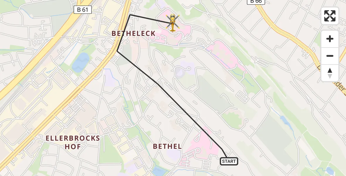Flugroute Rettungshubschrauber Bielefeld - Bielefeld, 07 April 2026, 09:11