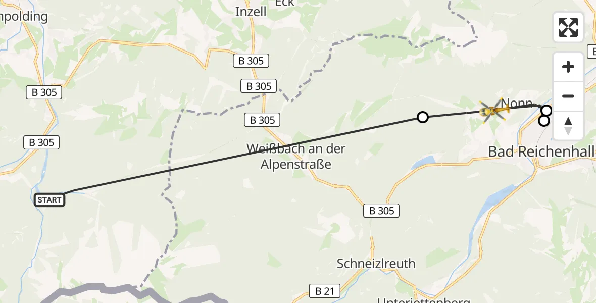 Routekaart van de vlucht: Rettungshubschrauber nach Bad Reichenhall, Listseestraße