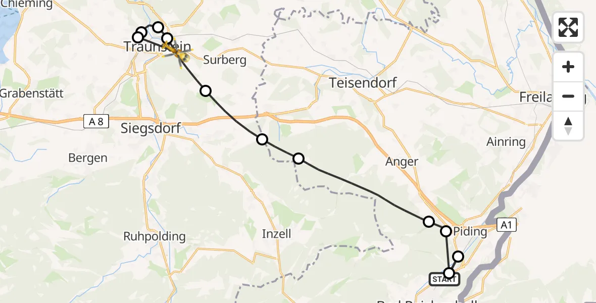Flugroute Rettungshubschrauber Bad Reichenhall - Traunstein, 07 April 2026, 09:40
