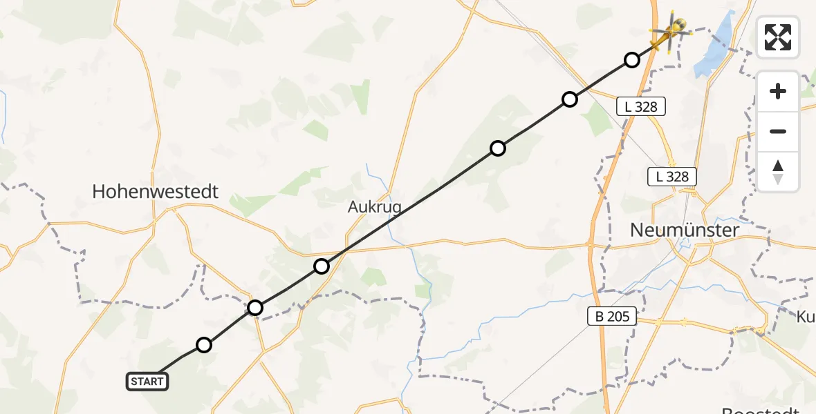 Flugroute Rettungshubschrauber Hohenlockstedt - Loop, 07 April 2026, 09:42