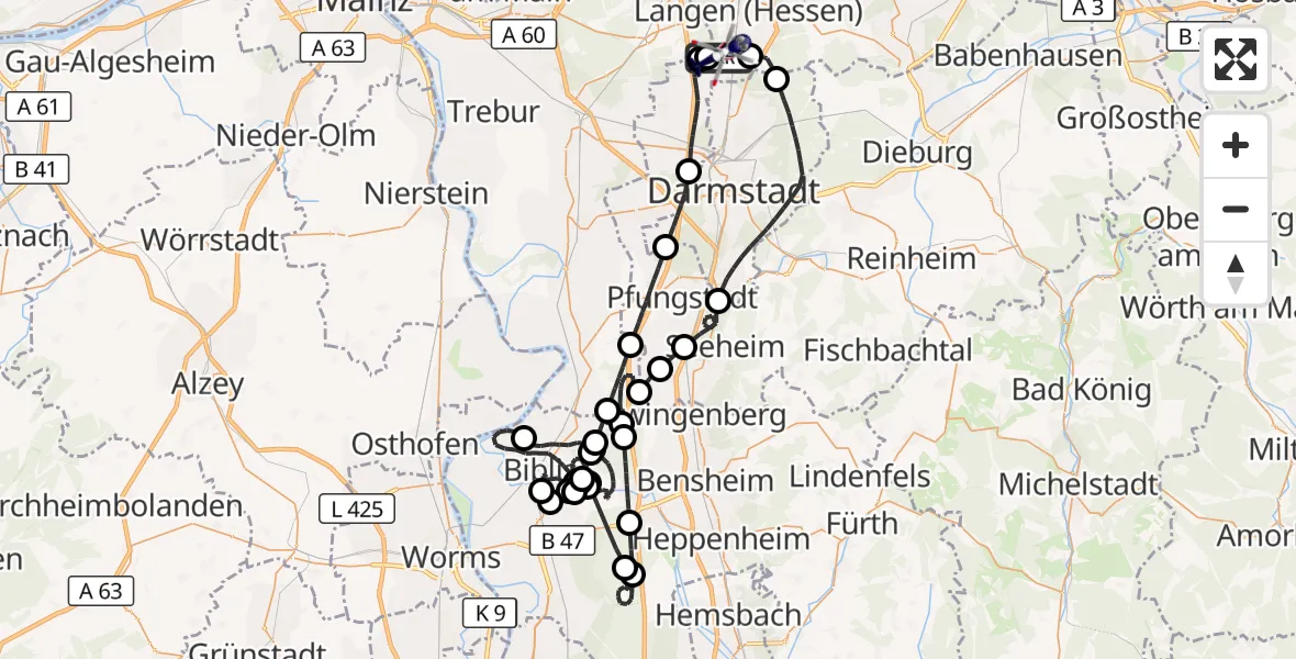 Flugroute Polizeihubschrauber Flughafen Frankfurt-Egelsbach - Flughafen Frankfurt-Egelsbach, 07 April 2026, 10:38