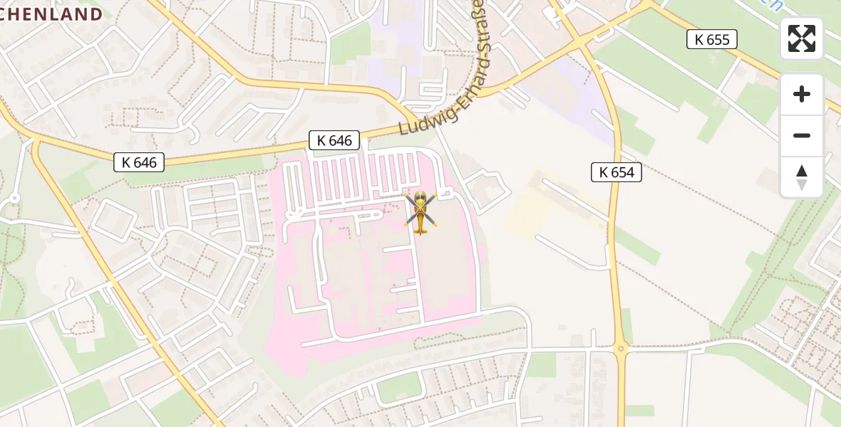 Flugroute Rettungshubschrauber Helios Horst Schmidt Clinic (HSK) - Helios Horst Schmidt Clinic (HSK), 07 April 2026, 10:39