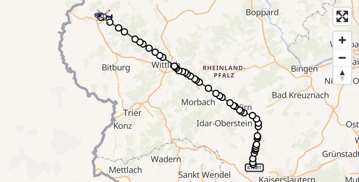 Flugroute Polizeihubschrauber Reichenbach-Steegen - Prüm, 07 April 2026, 11:27