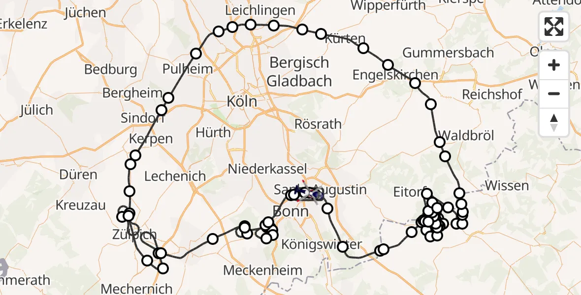 Flugroute Polizeihubschrauber Sankt Augustin - Sankt Augustin, 07 April 2026, 11:41