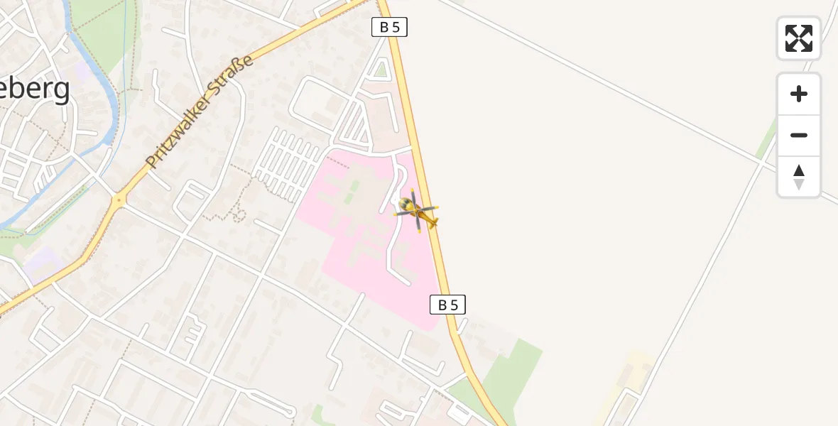 Flugroute Rettungshubschrauber Perleberg - Perleberg, 07 April 2026, 12:01
