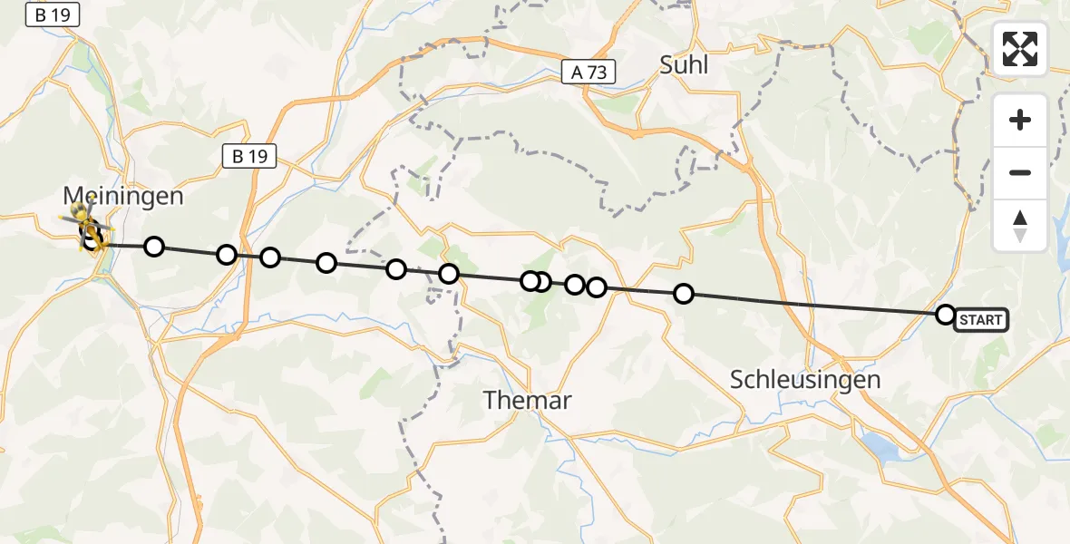 Flugroute Rettungshubschrauber Schleusegrund - Helios Clinic Meiningen, 07 April 2026, 12:12