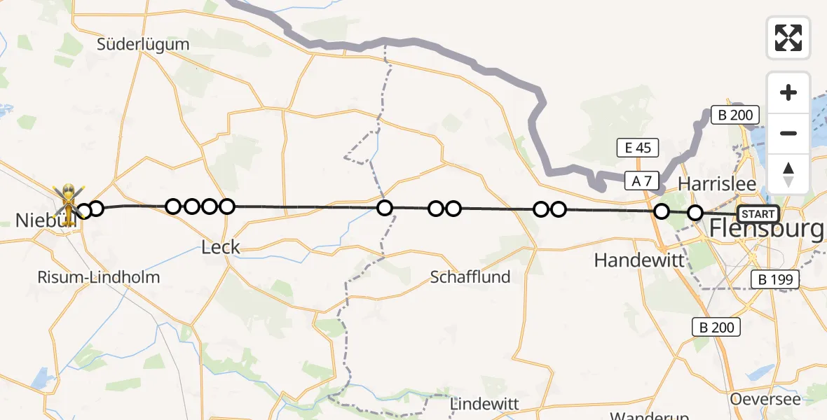 Flugroute Rettungshubschrauber Flensburg - Niebüll, 07 April 2026, 12:18