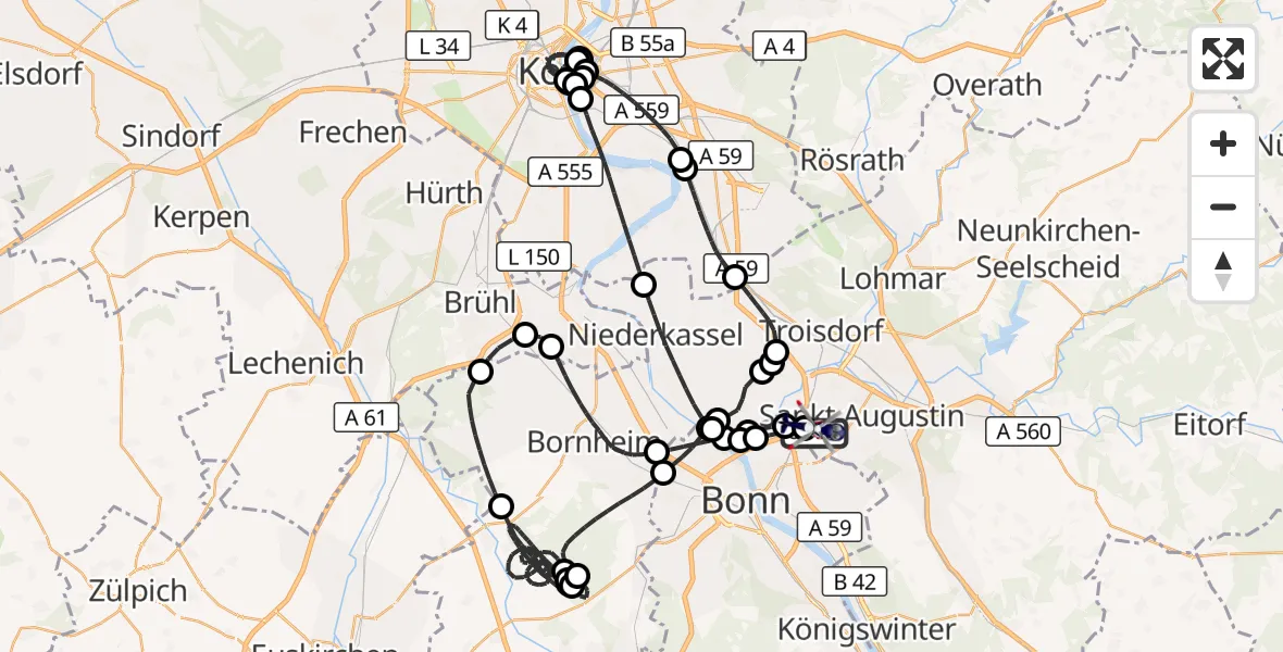 Flugroute Polizeihubschrauber Sankt Augustin - Sankt Augustin, 07 April 2026, 12:19