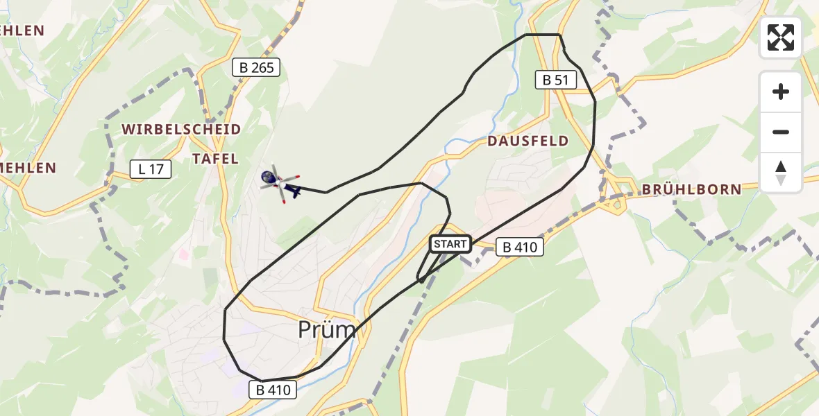 Flugroute Polizeihubschrauber Prüm - Prüm, 07 April 2026, 12:19