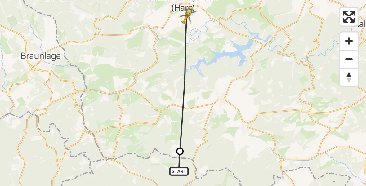 Flugroute Rettungshubschrauber Harztor - Oberharz am Brocken, 07 April 2026, 12:23