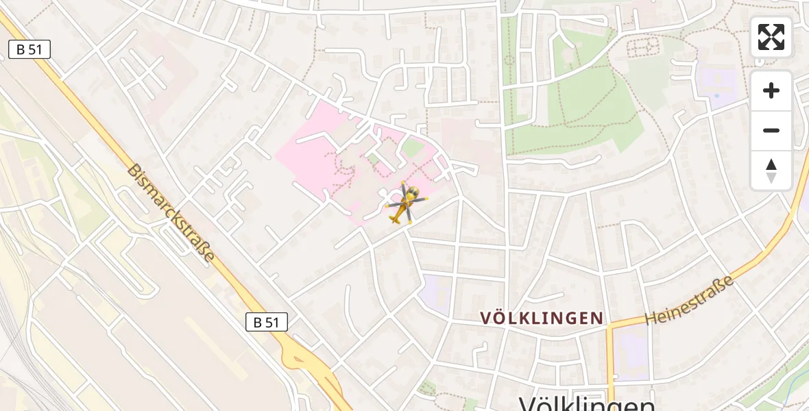 Flugroute Rettungshubschrauber Völklingen - Völklingen, 07 April 2026, 12:24