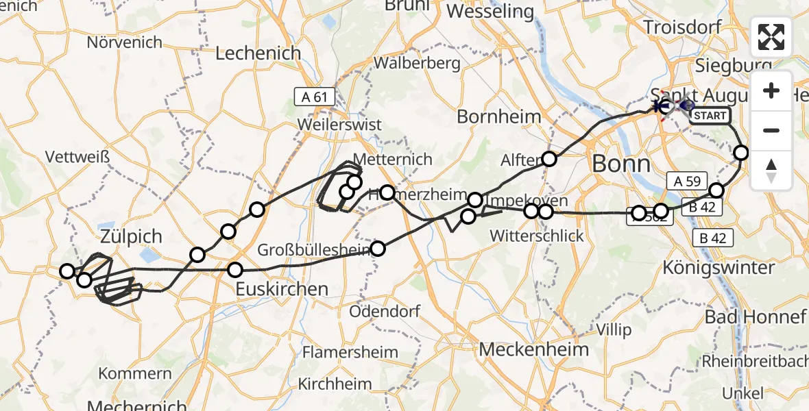 Flugroute Polizeihubschrauber Sankt Augustin - Sankt Augustin, 07 April 2026, 12:27