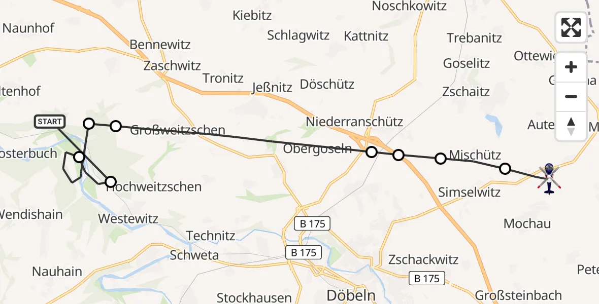 Flugroute Polizeihubschrauber Leisnig - Döbeln, 07 April 2026, 12:29