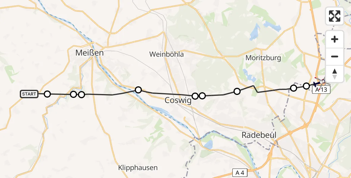 Flugroute Polizeihubschrauber Käbschütztal - Dresden Flughafen, 07 April 2026, 12:47
