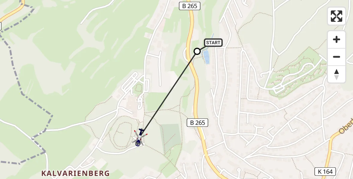 Routekaart van de vlucht: Polizeihubschrauber nach Sankt Joseph Hospital Prüm Hubschrauberlandeplatz