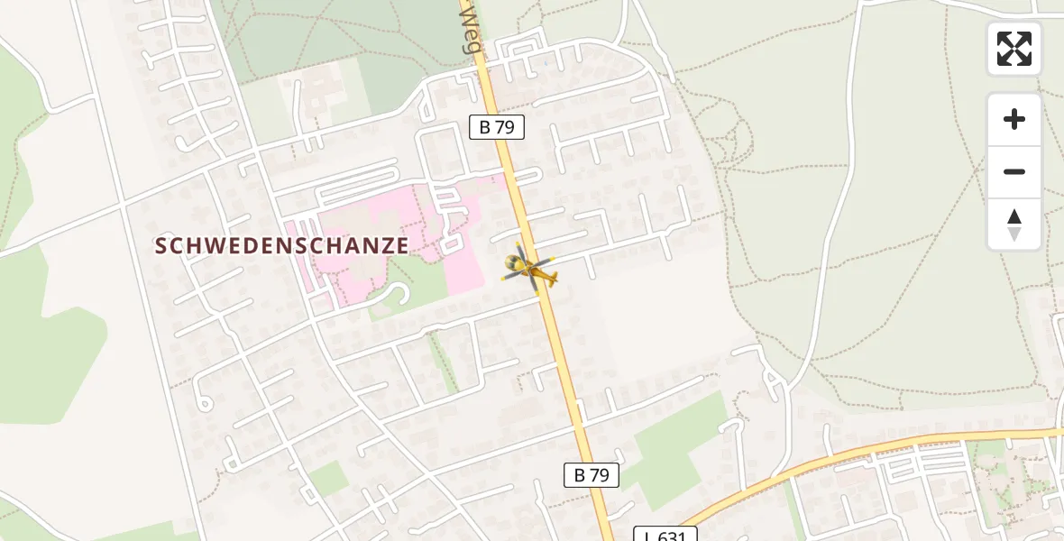 Flugroute Rettungshubschrauber Wolfenbüttel Municipal Hospital Heliport (Christoph 30) - Wolfenbüttel Municipal Hospital Heliport (Christoph 30), 07 April 2026, 13:06