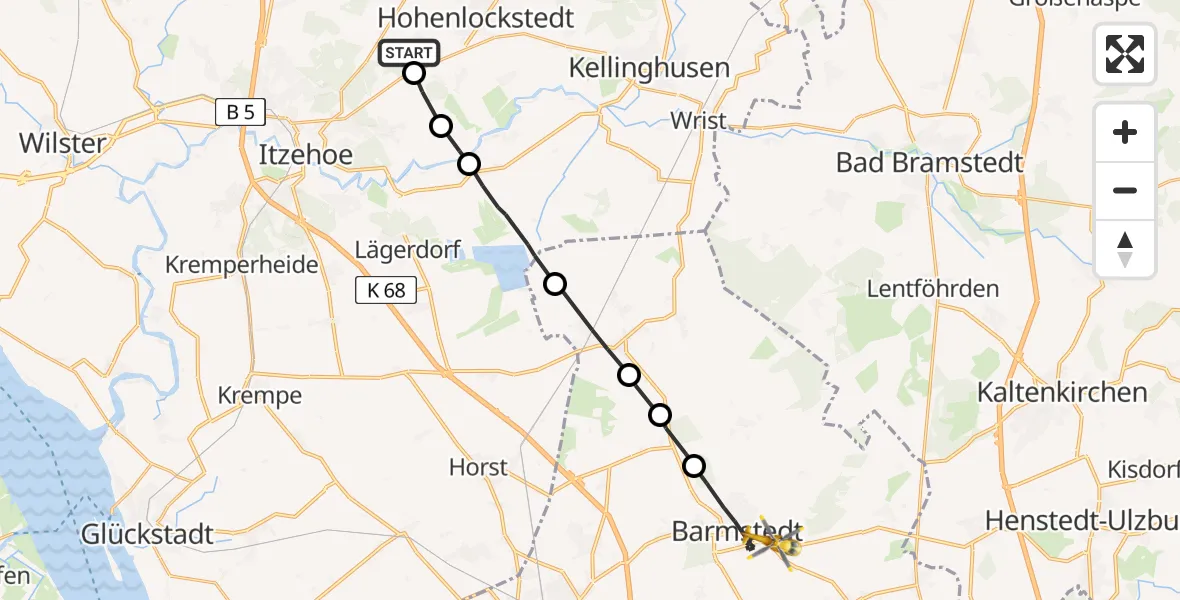 Flugroute Rettungshubschrauber Schlotfeld - Barmstedt, 07 April 2026, 13:24