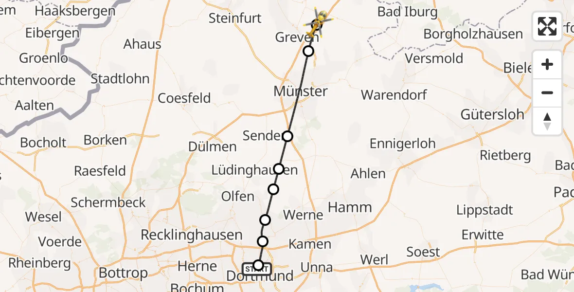 Flugroute Ambulanzhubschrauber Dortmund Hospital North - Christoph  Westfalen-ADAC, 07 April 2026, 13:37