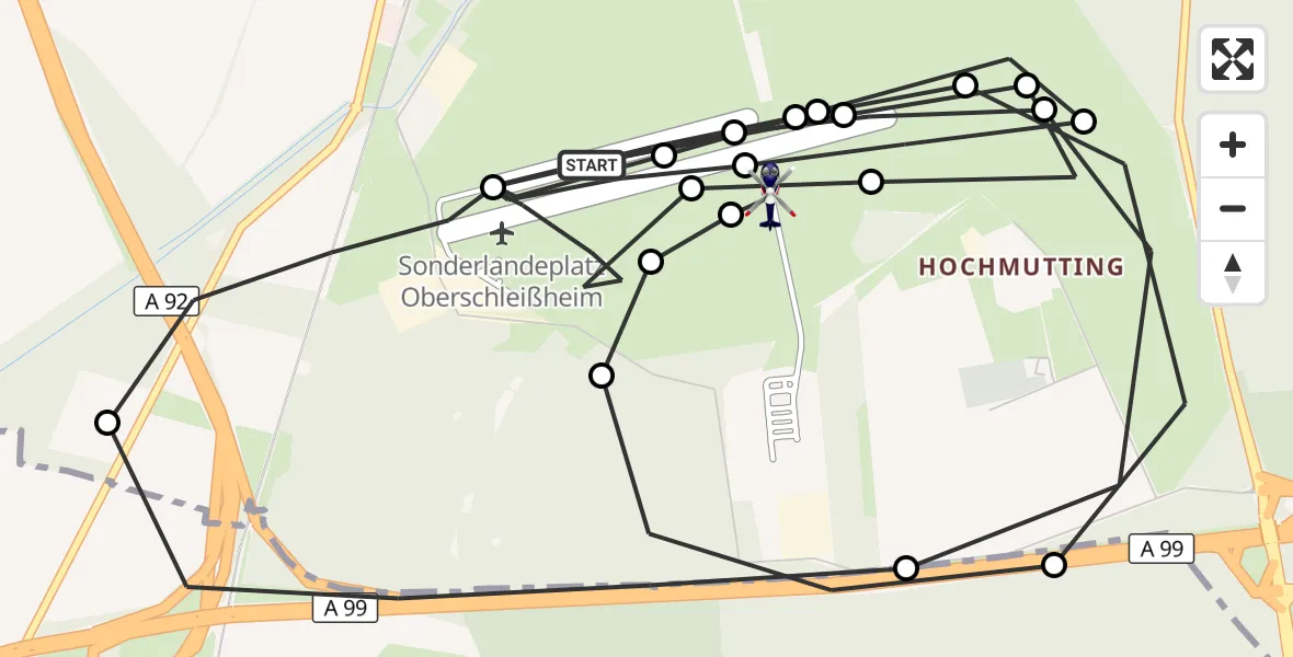 Flugroute Polizeihubschrauber Schleissheim Flugplatz - Oberschleissheim Hubschrauberlandeplatz, 07 April 2026, 13:43