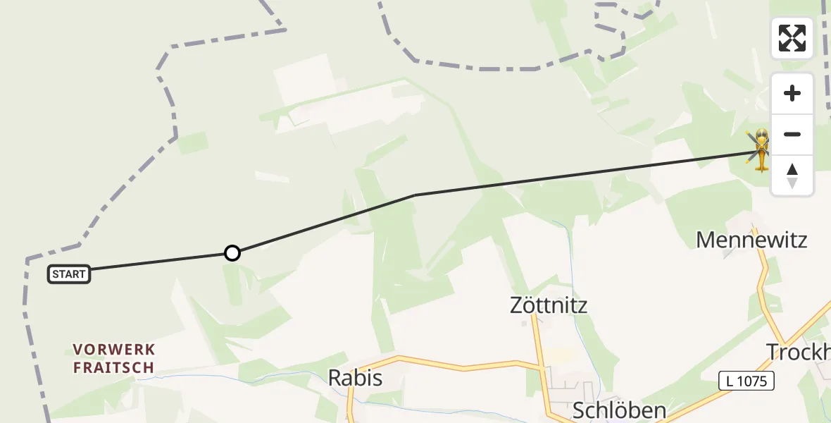 Flugroute Rettungshubschrauber Jena - Schlöben, 07 April 2026, 13:55