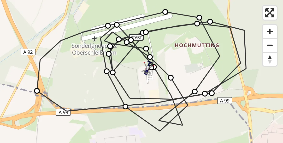 Flugroute Polizeihubschrauber Oberschleissheim Hubschrauberlandeplatz - Oberschleißheim, 07 April 2026, 13:58