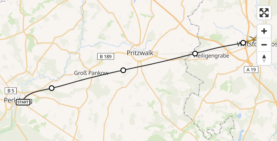 Flugroute Rettungshubschrauber Perleberg - Wittstock/Dosse, 07 April 2026, 14:13