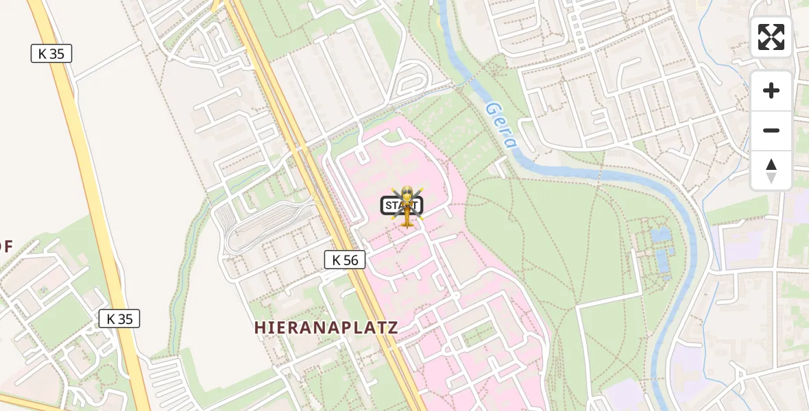Flugroute Ambulanzhubschrauber Helios Clinic Erfurt - Helios Clinic Erfurt, 07 April 2026, 14:42
