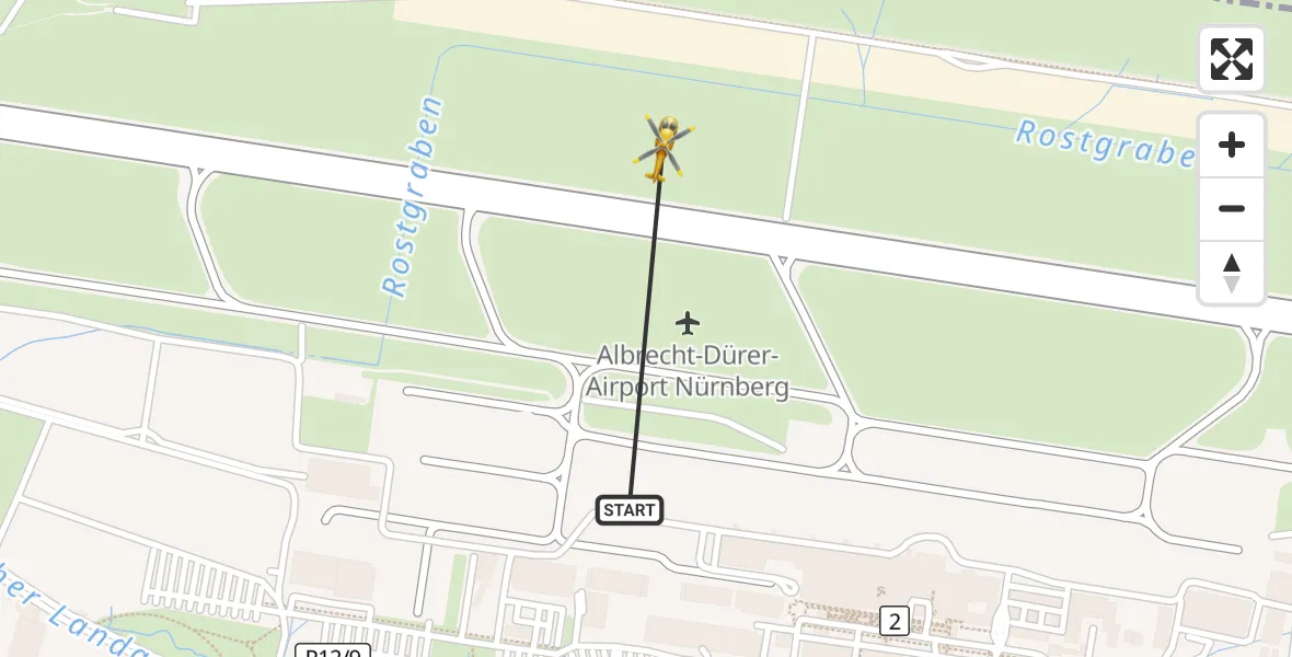 Flugroute Ambulanzhubschrauber Flughafen Nuremberg - Flughafen Nuremberg, 07 April 2026, 14:52