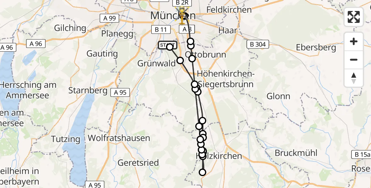 Flugroute Rettungshubschrauber ADAC Air Rescue Center Hubschrauberlandeplatz (Christoph 1) - Rechts der Isar University Hospital, 07 April 2026, 15:16