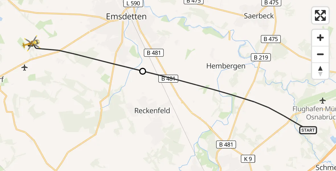 Flugroute Ambulanzhubschrauber Greven - Emsdetten, 07 April 2026, 15:26