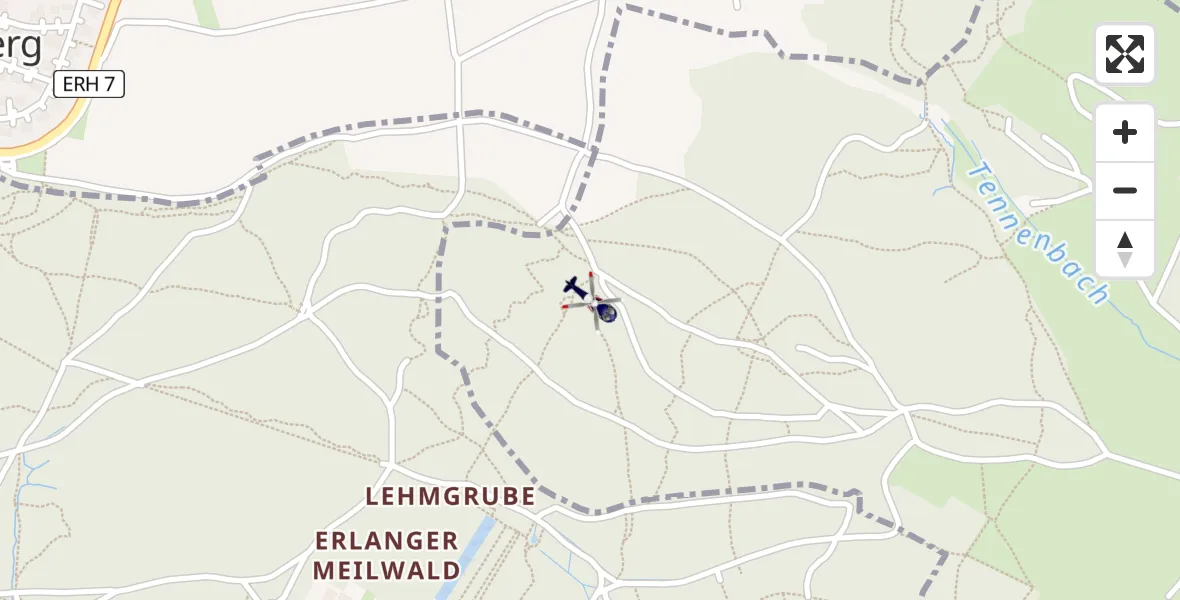 Flugroute Polizeihubschrauber Erlangen - Erlangen, 07 April 2026, 15:32