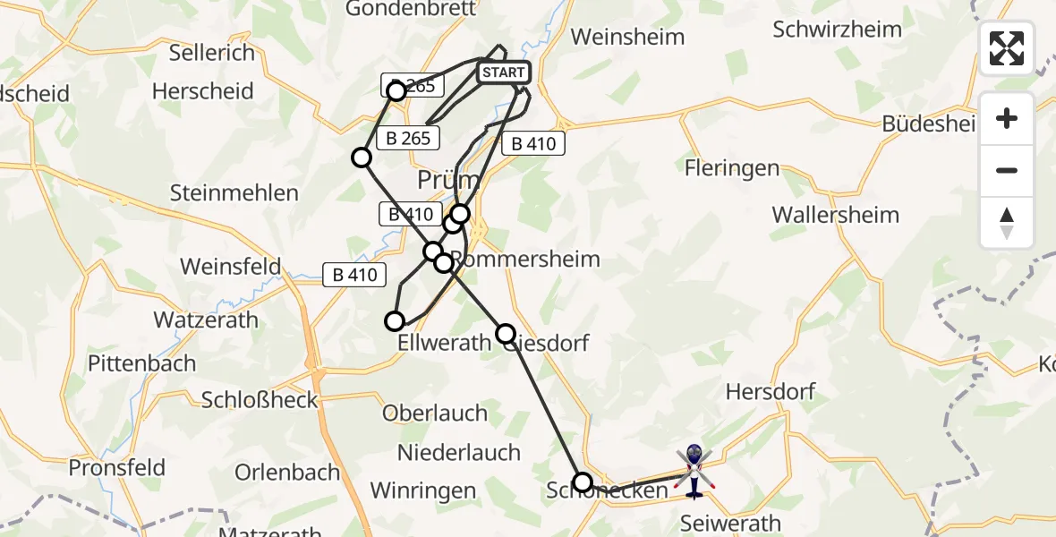 Routekaart van de vlucht: Polizeihubschrauber nach Schönecken, L 16