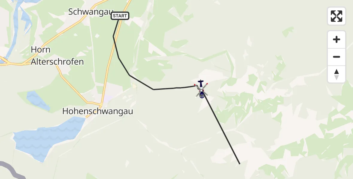Flugroute Polizeihubschrauber Schwangau - Schwangau, 07 April 2026, 16:03