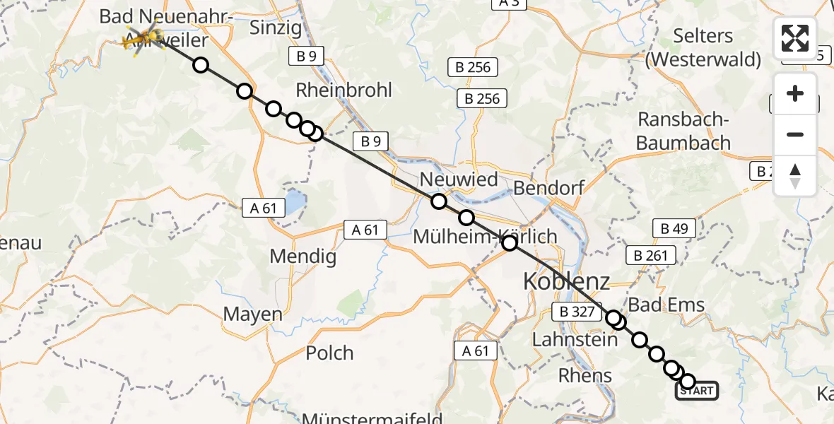 Flugroute Rettungshubschrauber Dessighofen - Bad Neuenahr-Ahrweiler, 07 April 2026, 16:06