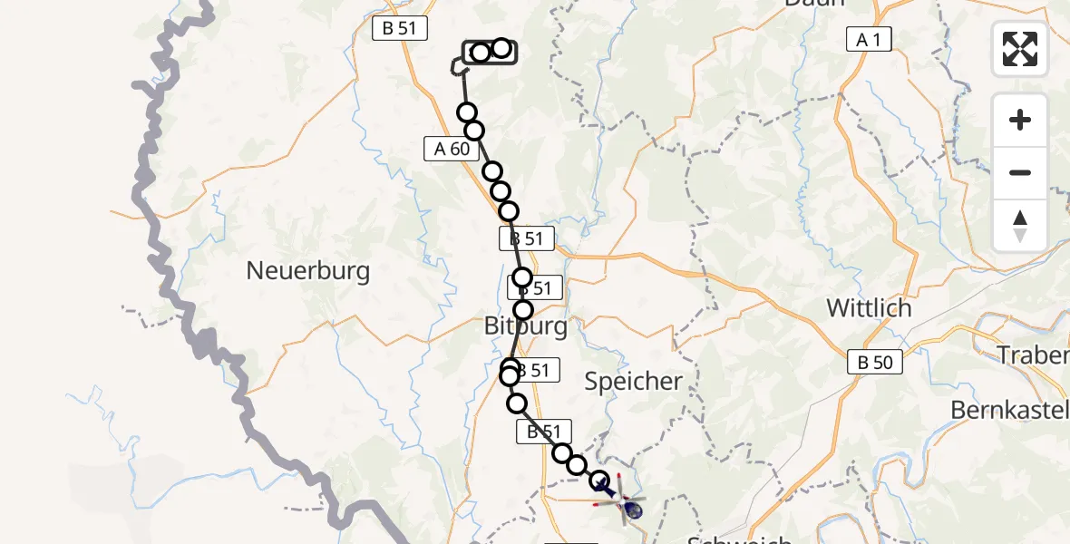 Flugroute Polizeihubschrauber Schönecken - Welschbillig, 07 April 2026, 16:18