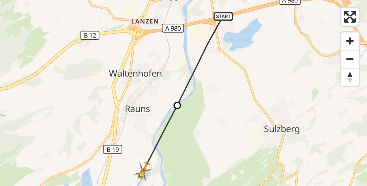 Flugroute Rettungshubschrauber Sulzberg - Waltenhofen, 07 April 2026, 16:18
