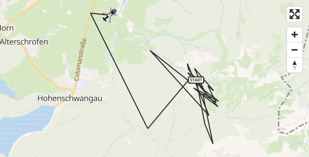 Flugroute Polizeihubschrauber Schwangau - Schwangau, 07 April 2026, 16:19