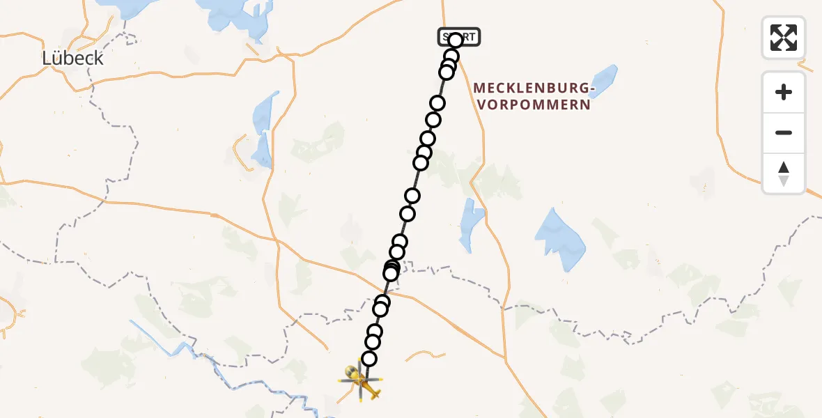 Routekaart van de vlucht: Rettungshubschrauber nach Perleberg, Dobberziner Straße